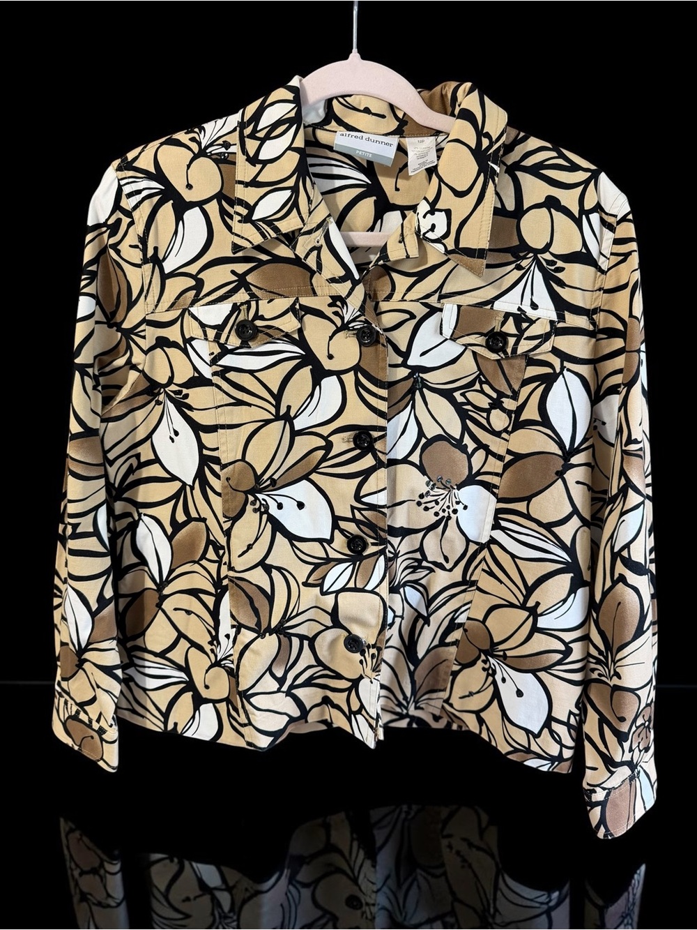 Alfred Dunner Petite Floral Button Front Jacket Blazer Size 12P